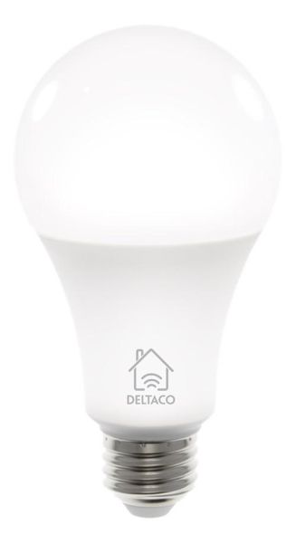DELTACO SMART HOME LED light, E27, WiFI 2.4GHz, 9W, 810lm, dimmable, 2700K-6500K, 220-240V, white