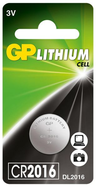 Lithium Button Battery CR2016 3V 1pc. / 1pk / GP