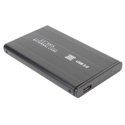 Външна кутия за хард диск, 2.5", Съвместима с HDD/SSD 2.5" SATA, USB 2.0, Алуминий, Черен