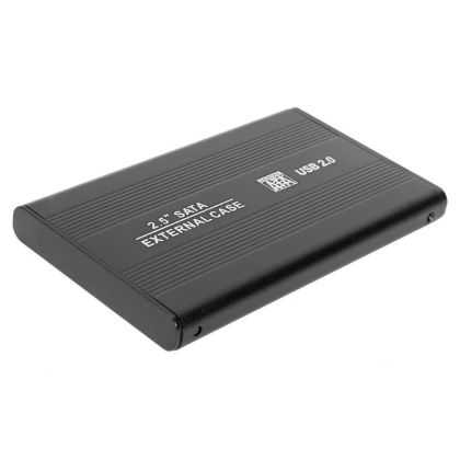 Външна кутия за хард диск, 2.5", Съвместима с HDD/SSD 2.5" SATA, USB 2.0, Алуминий, Черен