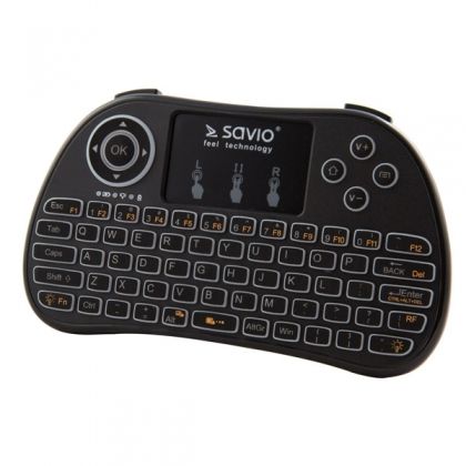 Мини безжична клавиатура SAVIO KW-02, с подсветка, зареждаща се литиево-йонна батерия,