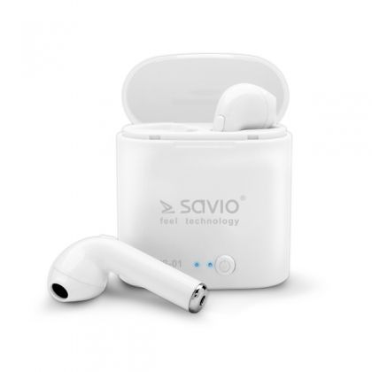 Безжични bluetooth слушалки Savio, Bluetooth 5.0, Цвят бял