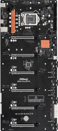 Дънна платка ASRock H510 Pro BTC+, LGA1200, 6 PCIe 3.0 x16, 1 Mining Port