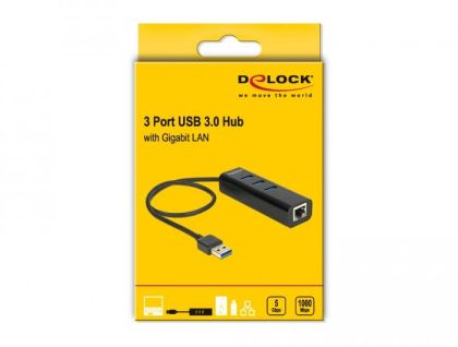 Delock USB 3.0 Hub 3 Port + 1 Port Gigabit LAN 10/100/1000 Mbps