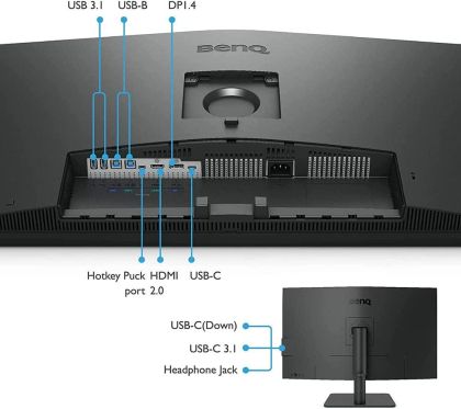 Монитор BenQ PD3205U, 31.5", HDR IPS, 3840x2160 4K, HDMI, DisplayPort, Thunderbolt 3, USB 3.1 Hub, Черен