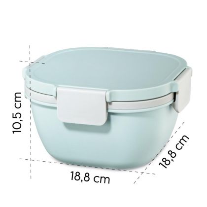 Xavax Salad Box To Go, Dressing Container, Topper 3 Compartments, Cutlery, 1.4 l