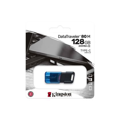 USB памет KINGSTON DataTraveler 80M, 128GB, USB-C 3.2 Gen 1, Черен/Син