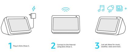 Смарт тонколона Amazon Echo Show 5, сензорен екран, гласов асистент, Черен