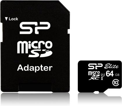 Memory card Silicon Power Elite, 64GB, Micro SDHC/SDXC, UHS-I, SD Adapter