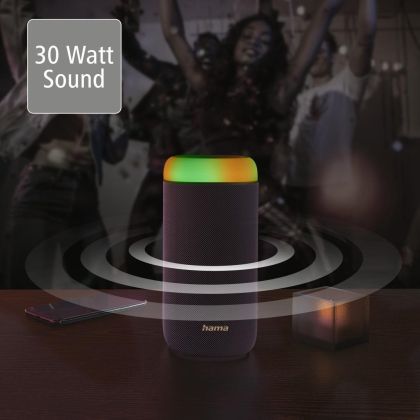 Hama "Shine 2.0" Bluetooth® Loudspeaker, LED, Splash-Protected, 30W, blk