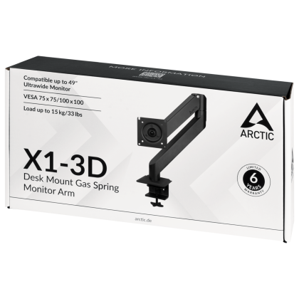 Стойка за монитор за бюро ARCTIC X1-3D, Регулируема, 13"-49", 10 кг, Черна