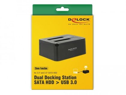 Delock USB 3.0 Dual Docking Station for 2 x SATA HDD / SSD with Clone Function