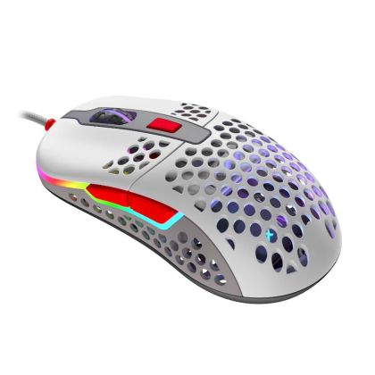Геймърска мишка Xtrfy M42 Retro, RGB, Бял/Сив/Червен