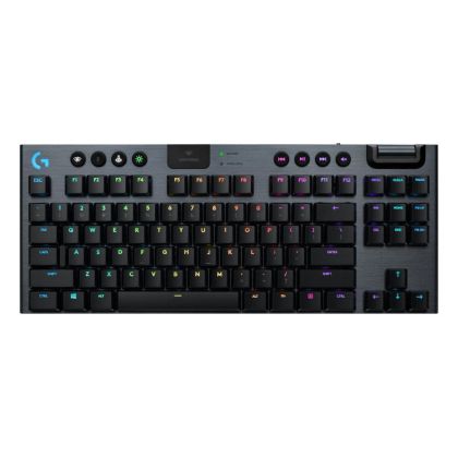 Безжична геймърска механична клавиатура Logitech, G915 TKL Black Lightsync RGB, Clicky суичове
