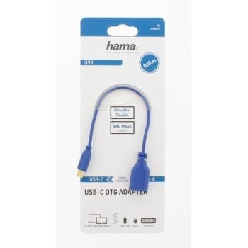 Hama "Flexi-Slim" USB-C-OTG Cable, USB 2.0, 480 Mbit/s, Blue Depths, 0.15 m