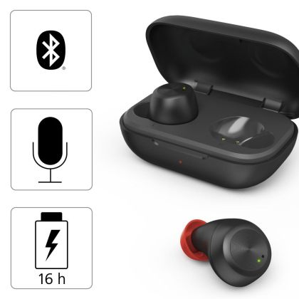 Блутут слушалки-тапи Hama Spirit Chop, True Wireless,  In-Ear, Гласов контрол, Черен