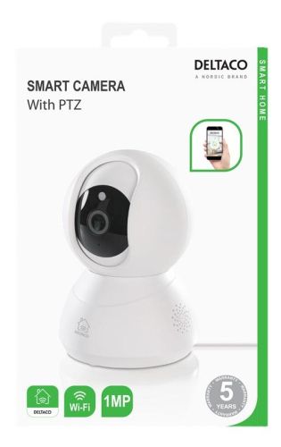 Смарт камера DELTACO SH-IPC03, 720p, WiFi 2.4GHz, IR 10m, 1/4" CMOS, microSD, Бяла