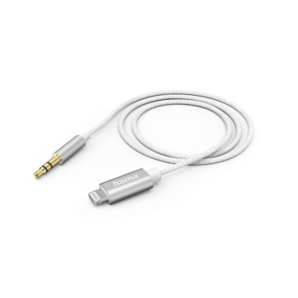 Hama Audio Cable, Lightning - 3.5 mm Jack Plug, 1.0 m, white