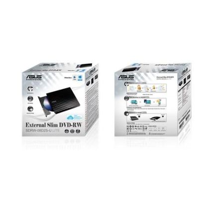Външно USB DVD записващо устройство ASUS SDRW-08D2S-U LITE, USB 2.0, черно