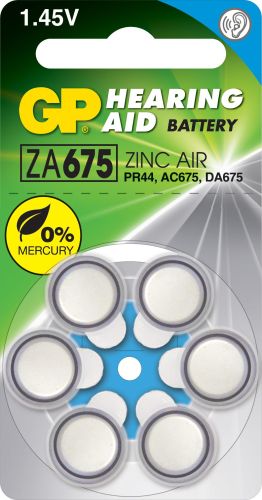 Батерия цинково въздушна GP ZA675 6 бр. бутонни за слухов апарат в блистер
