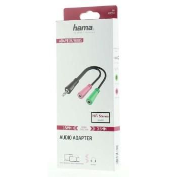 Hama Audio Adapter, 4-pin 3.5 mm Jack Plug - 2 x 3-pin 3.5 mm Jack Headset