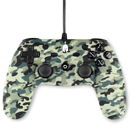 Wired Gamepad Spartan Gear Oplon, for PC and PS3,Green Camo