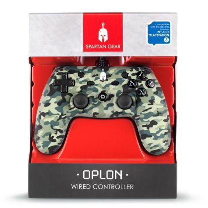 Wired Gamepad Spartan Gear Oplon, for PC and PS3,Green Camo