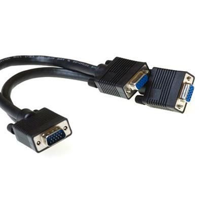 Splitter Cable ACT AK3187, 25 cm VGA, D-sub 15 pin male - 2 x D-sub 15 pin female, 25cm, Black