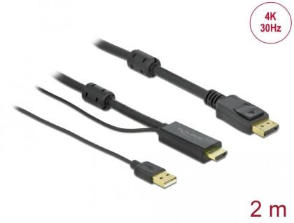Cable Delock HDMI to DisplayPort cable 4K 30 Hz 2 m, Black