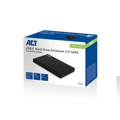 ACT 2.5" SATA hard drive enclosure, screwless, USB-C 3.2 Gen2