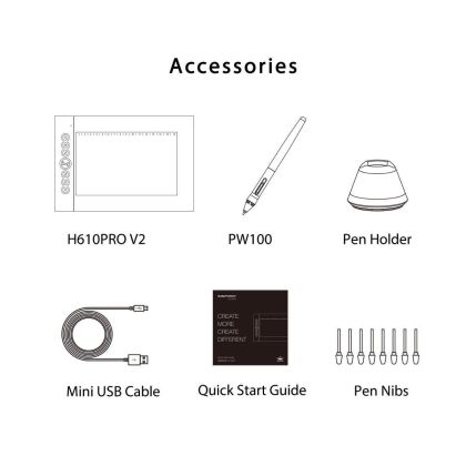 Graphic Tablet HUION H610PRO V2 USB, Black