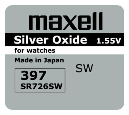 Бутонна батерия сребърна MAXELL SR-726 SW /AG2/ 397/, 1.55V