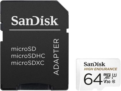 Memory card SANDISK High Endurance micro SDXC UHS-I, SD Adapter, 64GB, Class 10