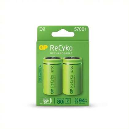 Акумулаторна Батерия GP R20 D 5700mAh NiMH Recyko 2 бр. в опаковка GP