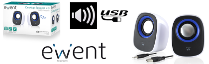 Notebook Speaker Ewent EW3513, USB, 2.0, 5W, White