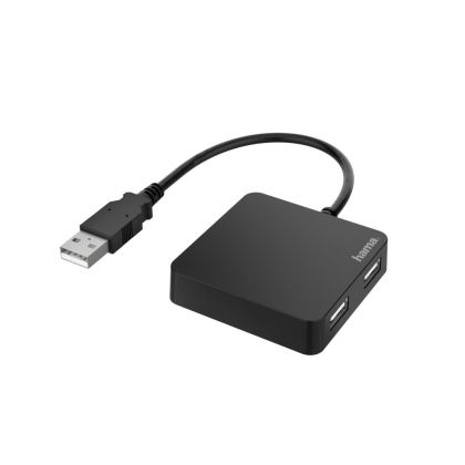 Hama USB Hub, 4 Ports, USB 2.0, 480 Mbit/s, Black