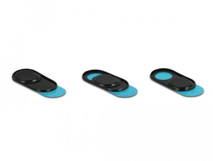 Комплект капачки за уеб камера Delock 20652, 3 броя, За лаптоп таблет смартфон, Черен