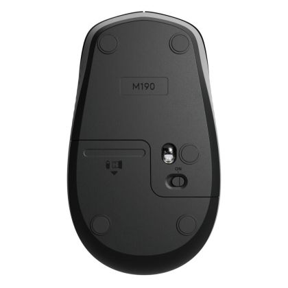 Безжична оптична мишка LOGITECH M190 Full-Size, USB, 1000 dpi, 3 бутона, Тъмно сив