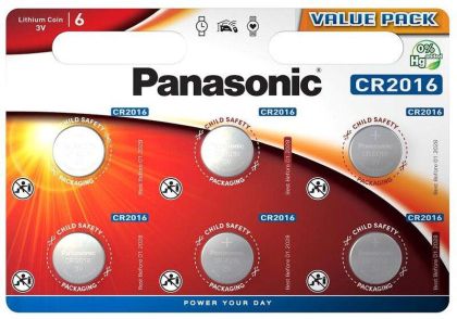 Lithium Button Battery PANASONIC  CR2016 3V 6 pcs in blister 