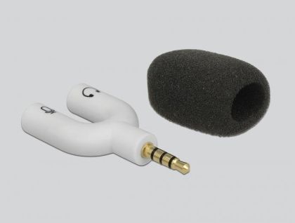 Микрофон DeLock 65893, За смартфон/таблет, 3.5 mm 4 Pin Stereo Jack 90°, Сребрист