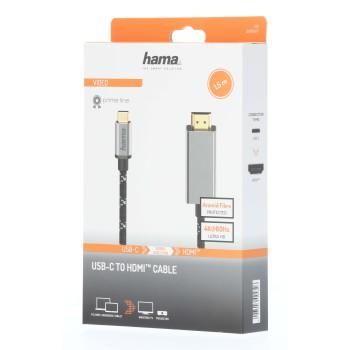 Hama Video Cable, USB-C Plug - HDMI™ Plug, Ultra-HD 4K@60 Hz, alu, 1.50 m