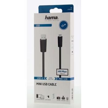 Cable HAMA  USB-A Plug - USB-B mini Plug, 1.5 м