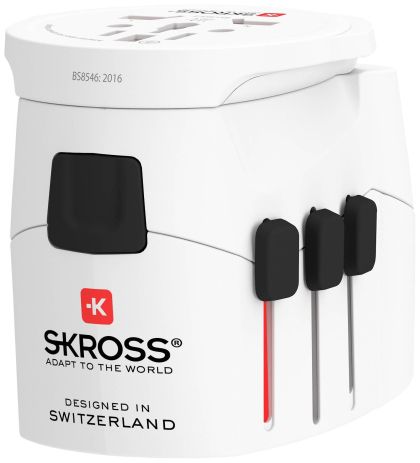 Адаптер SKROSS PRO Light, 2 x USB-A, World, Бял