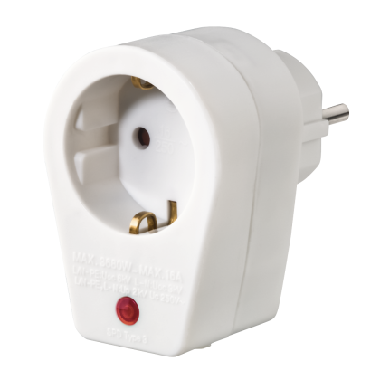 Hama Socket Adapter, Earthed Contact Socket, Overvoltage Protection, white