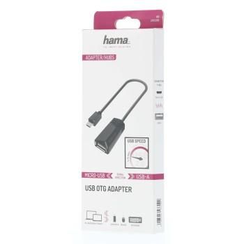 Кабел HAMA, USB 2.0 OTG micro USB - женско USB 2.0, 480 Mbit/s, Черен