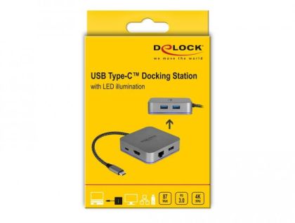 Delock USB Type-C™ Docking Station for Mobile Devices 4K - HDMI / Hub / LAN / PD 3.0 with LED illumination