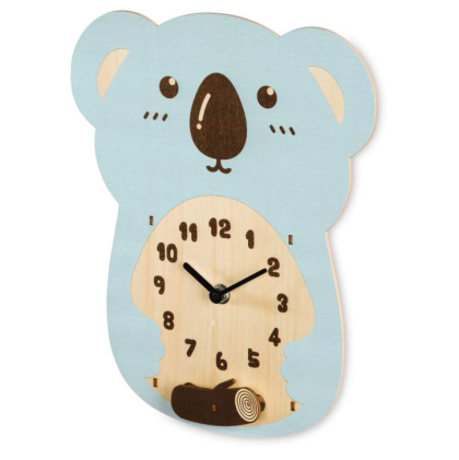 Hama "Koala" Children's Wall Clock, Quiet, Wood