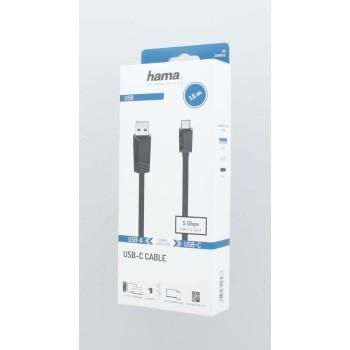 Cable HAMA  USB-C plug-USB-A 3.2 Gen.1  plug, 1.5 m, Black