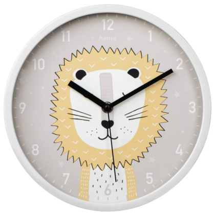Hama "Lucky Lion" Children's Wall Clock, Diameter 25 cm, Low-Noise