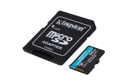 Memory card Kingston Canvas Go! Plus microSDXC 64GB, UHS-I, Class 10, U3, V30, A2, Adapter